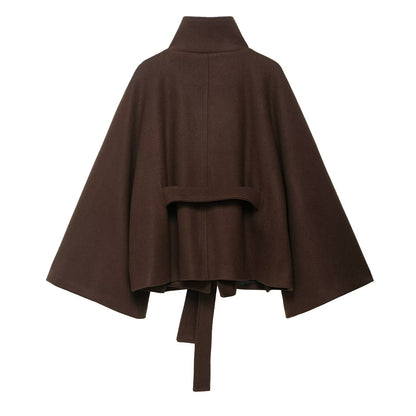 Graceful Loose Waist Woolen Cape Coat