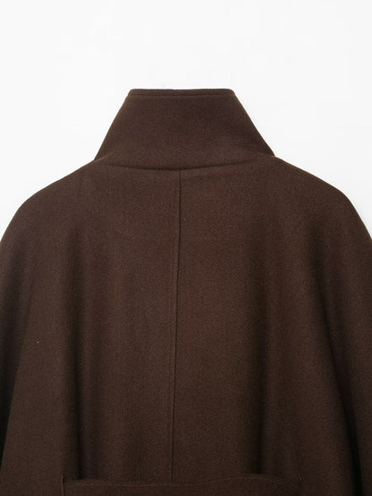 Graceful Loose Waist Woolen Cape Coat