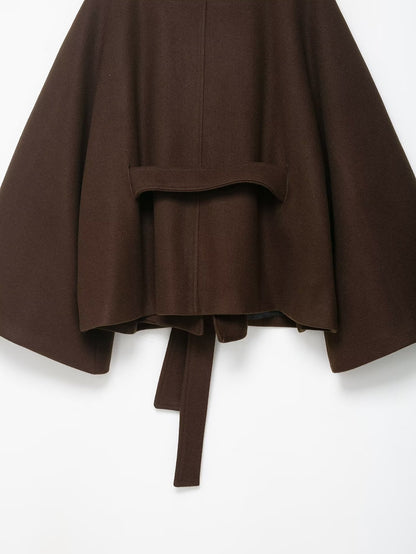Graceful Loose Waist Woolen Cape Coat
